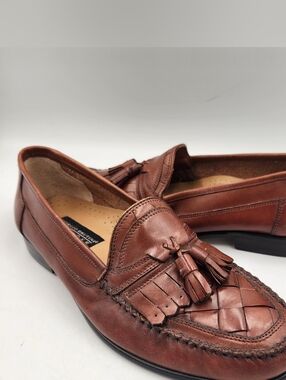 Giorgio Brutini Le Glove Woven Tassle Leather Loafer Mens 10.5 D Brown Slip On